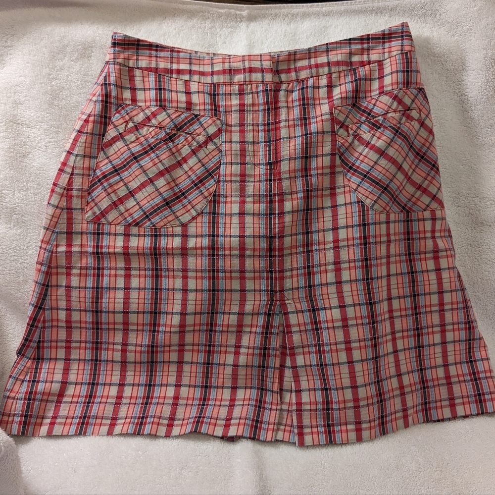 Christopher & Banks Women's Red White Blue Plaid Lined Patriotic Skirt 4